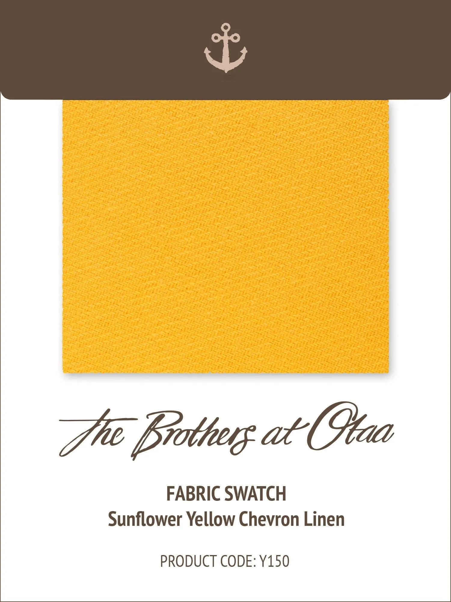 Fabric Swatch (Y150) - Sunflower Yellow Chevron Linen sold by OTAA