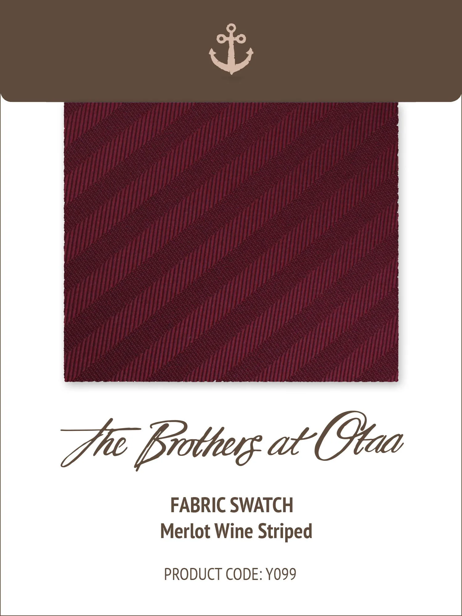 Fabric Swatch (Y099) - Merlot Wine Striped sold by OTAA