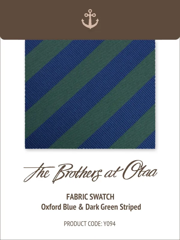 Fabric Swatch (Y094) - Oxford Blue & Dark Green Striped made by OTAA