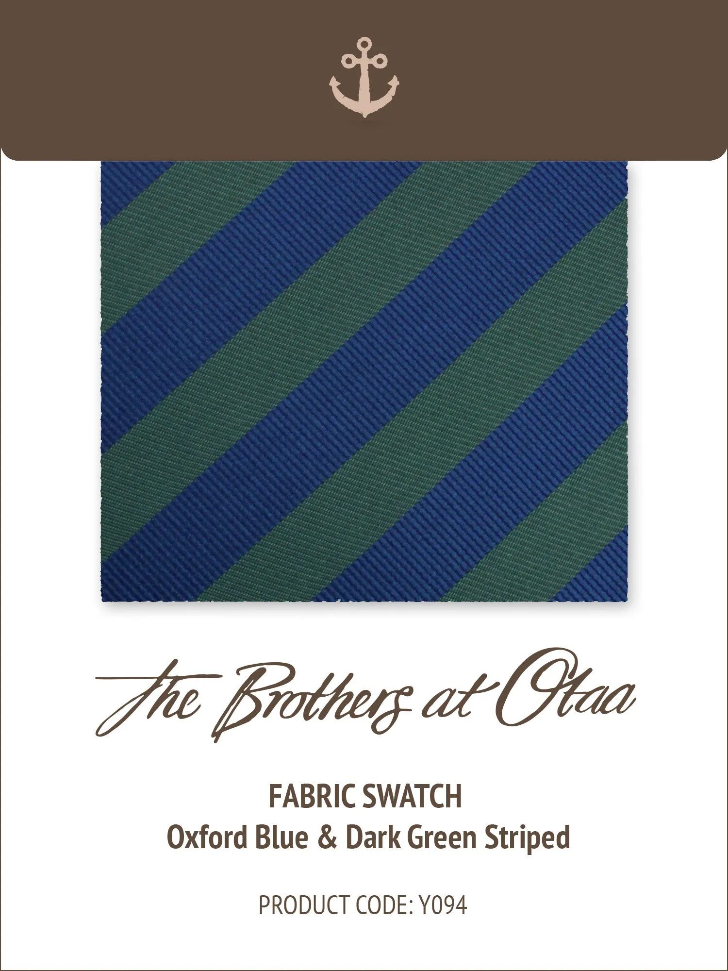 Fabric Swatch (Y094) - Oxford Blue & Dark Green Striped sold by OTAA