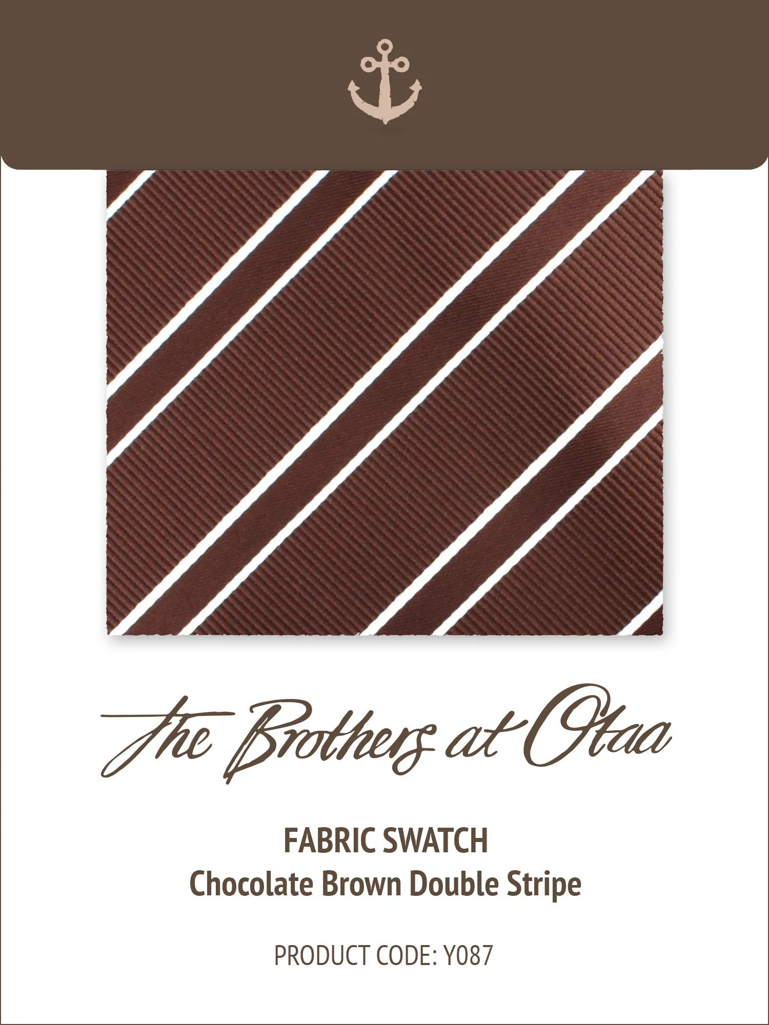 Fabric Swatch (Y087) - Chocolate Brown Double Stripe sold by OTAA