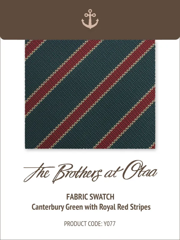 Fabric Swatch (Y077) - Canterbury Green with Royal Red Stripes made by OTAA