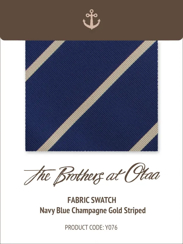 Fabric Swatch (Y076) - Navy Blue Champagne Gold Striped made by OTAA