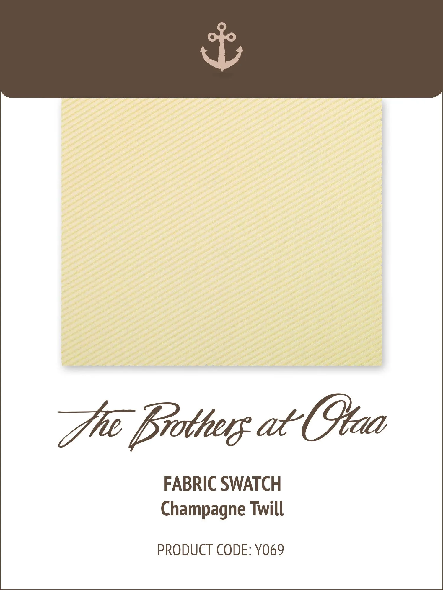 Fabric Swatch (Y069) - Champagne Twill sold by OTAA