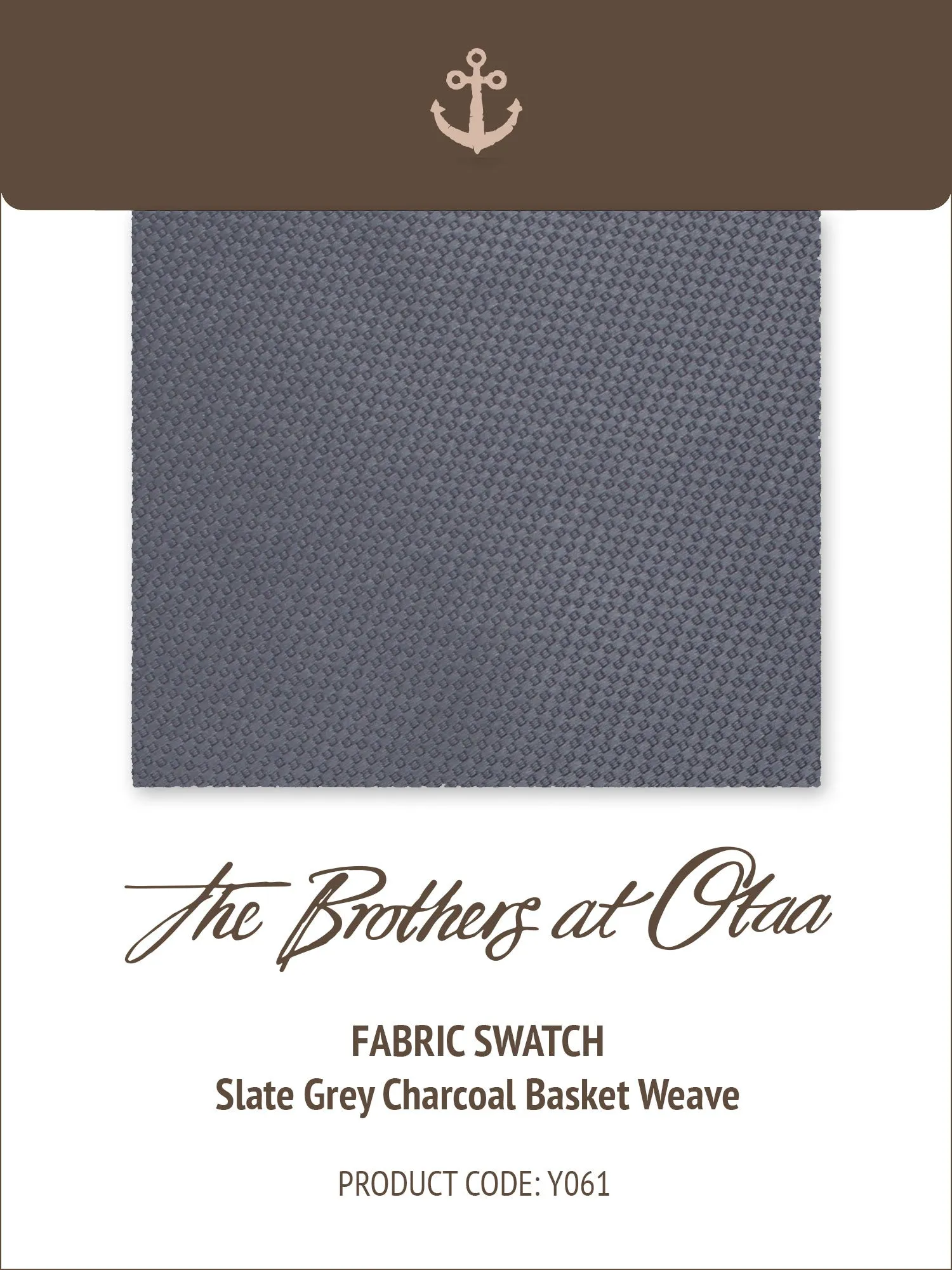 Fabric Swatch (Y061) - Slate Grey Charcoal Basket Weave sold by OTAA