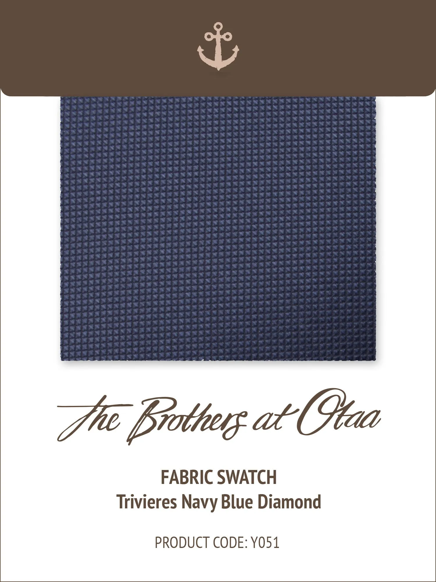 Fabric Swatch (Y051) - Trivieres Navy Blue Diamond sold by OTAA