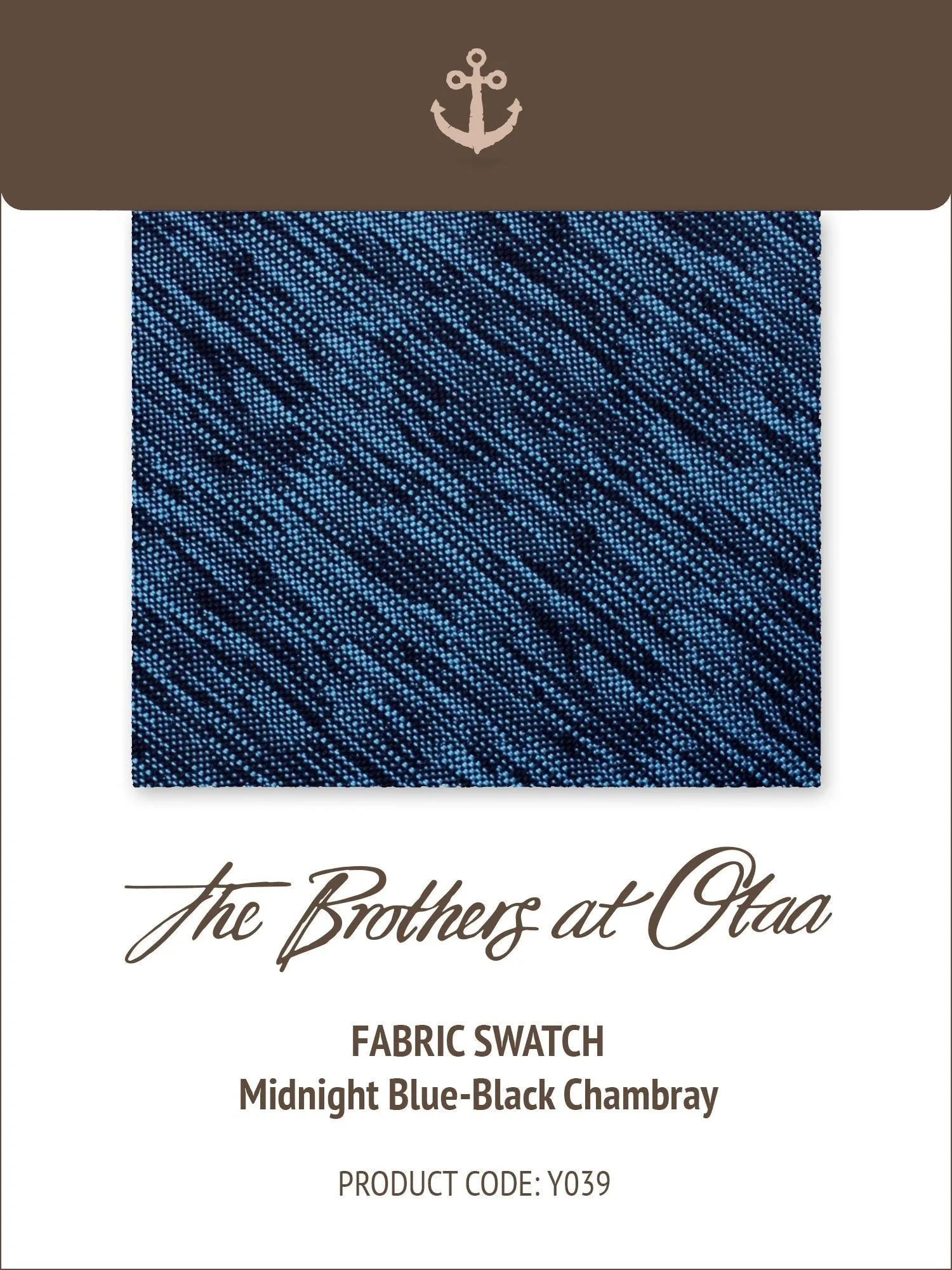 Fabric Swatch (Y039) - Midnight Blue-Black Chambray sold by OTAA