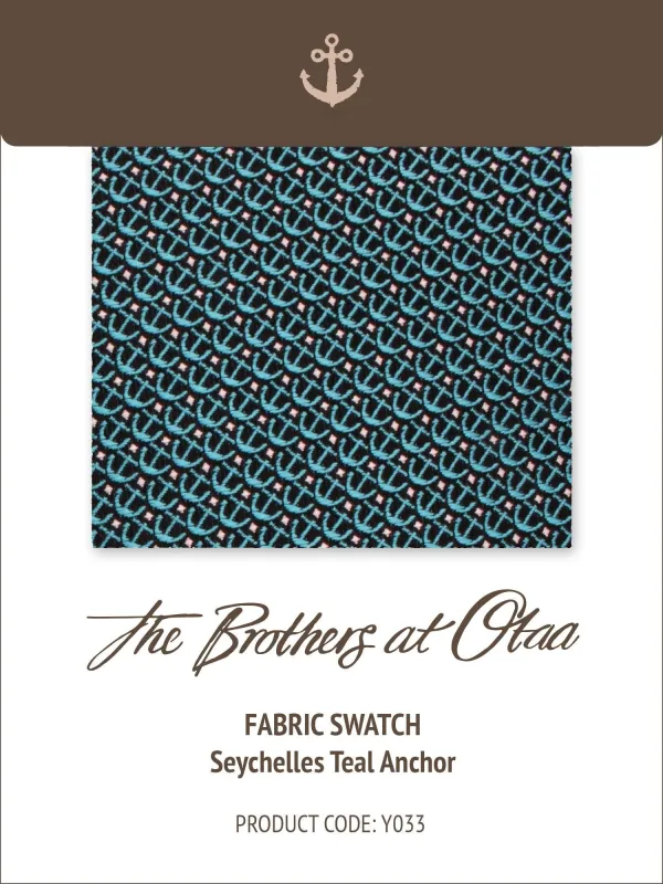 Fabric Swatch (Y033) - Seychelles Teal Anchor made by OTAA