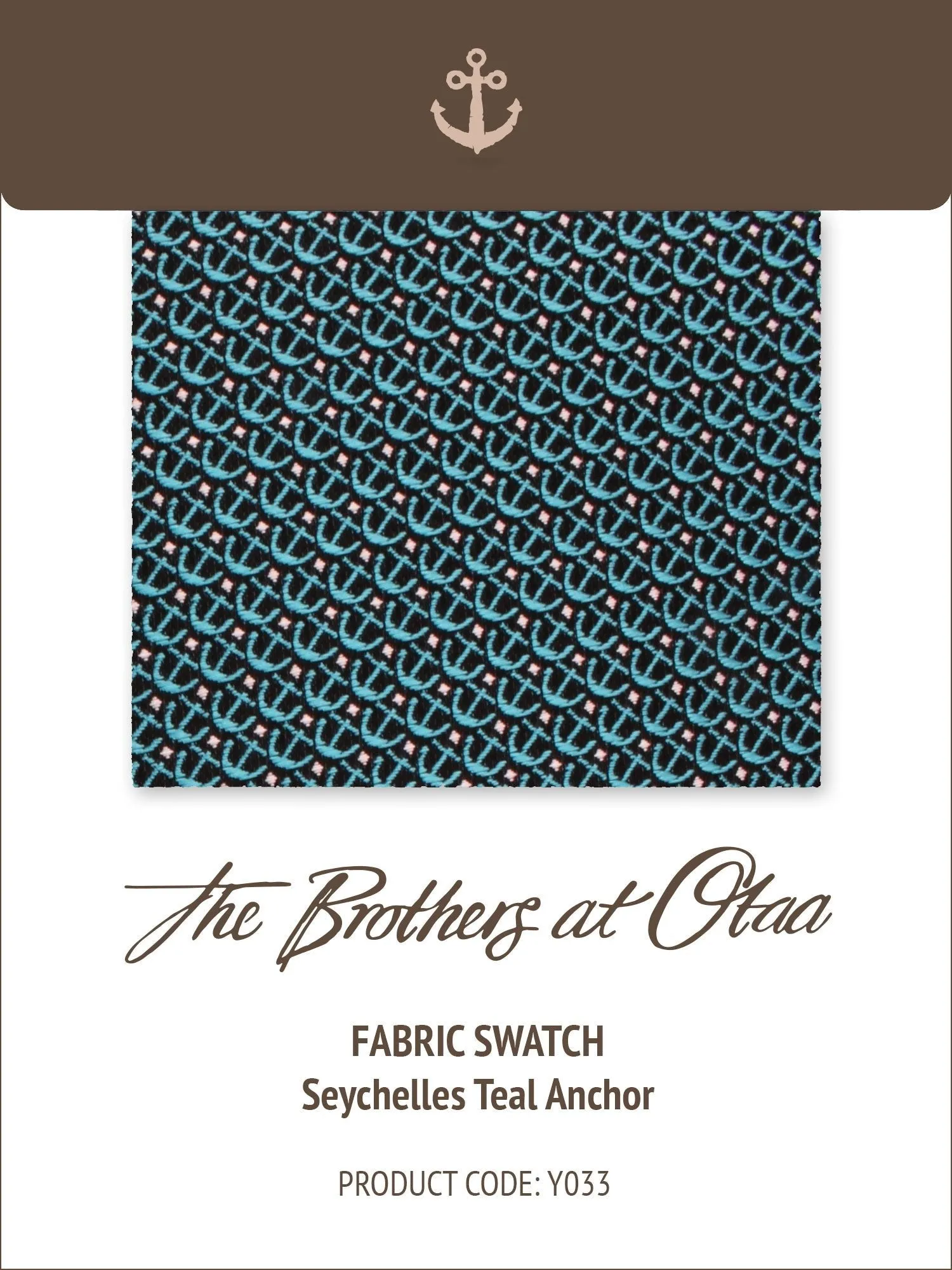 Fabric Swatch (Y033) - Seychelles Teal Anchor sold by OTAA