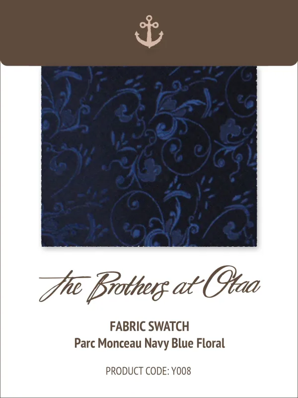 Fabric Swatch (Y008) - Parc Monceau Navy Blue Floral made by OTAA