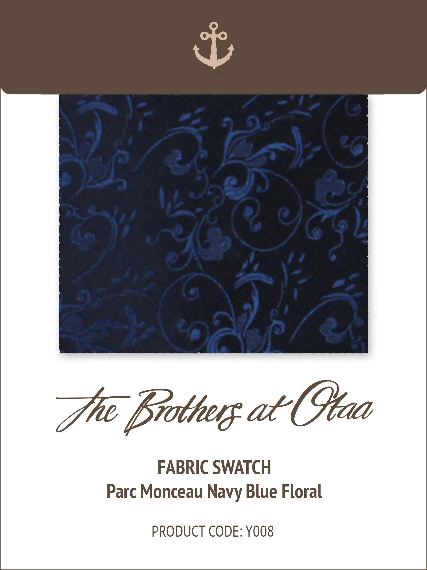 Fabric Swatch (Y008) - Parc Monceau Navy Blue Floral sold by OTAA