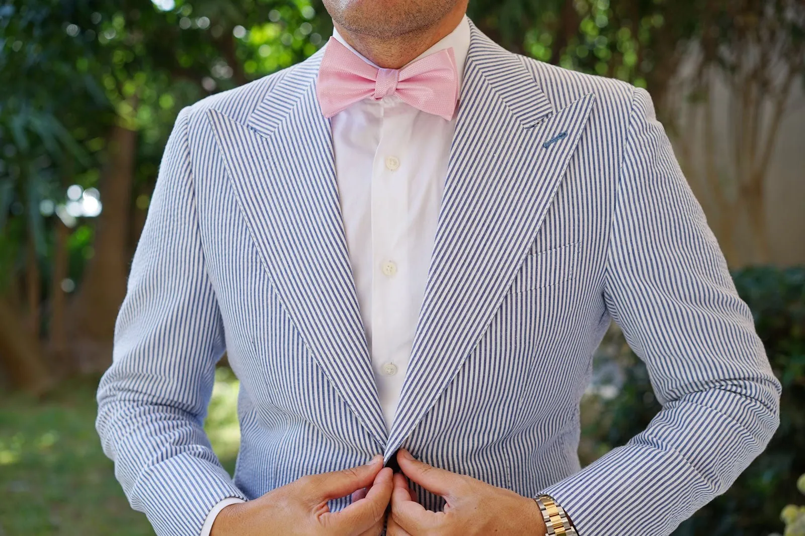 Peony Pink Basket Weave Self Bow Tie sold by OTAA product image thumbnail 4