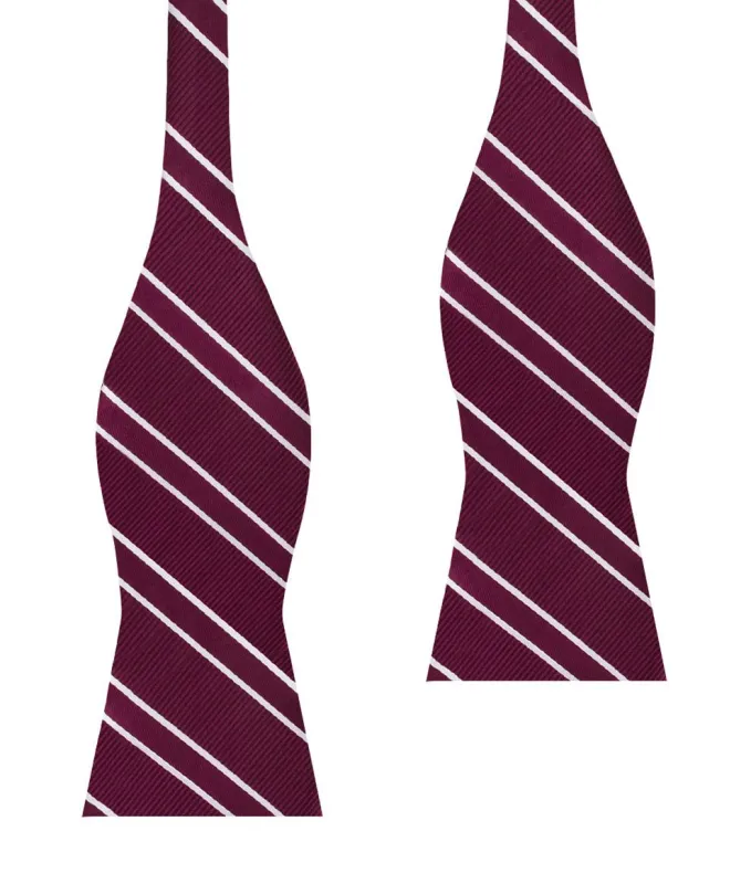 Wine Burgundy Double Stripe Self Bow Tie made by OTAA
