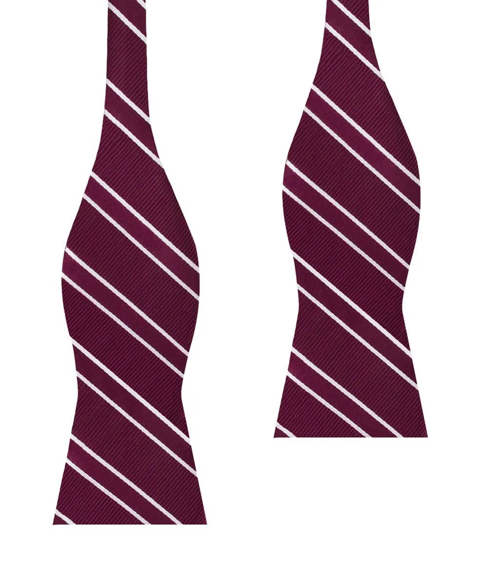 Wine Burgundy Double Stripe Self Bow Tie sold by OTAA
