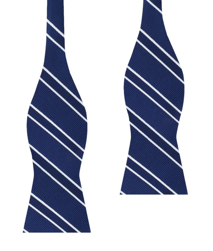 Navy Blue Double Stripe Self Bow Tie made by OTAA