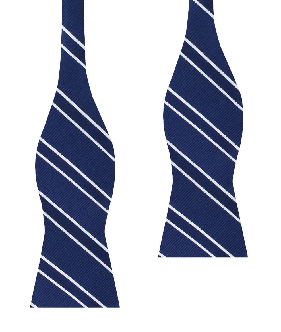 Navy Blue Double Stripe Self Bow Tie sold by OTAA