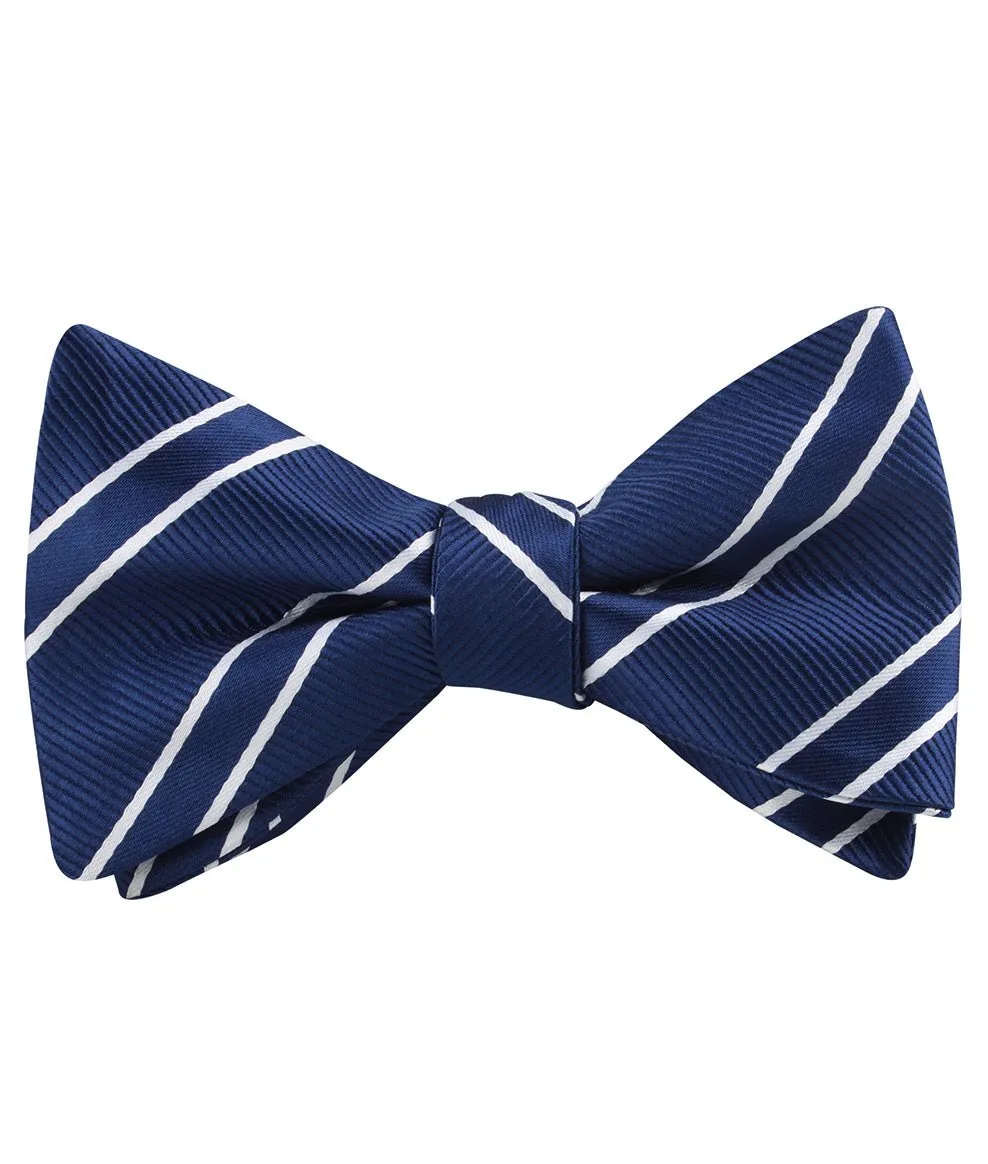Navy Blue Double Stripe Self Bow Tie sold by OTAA product image thumbnail 2