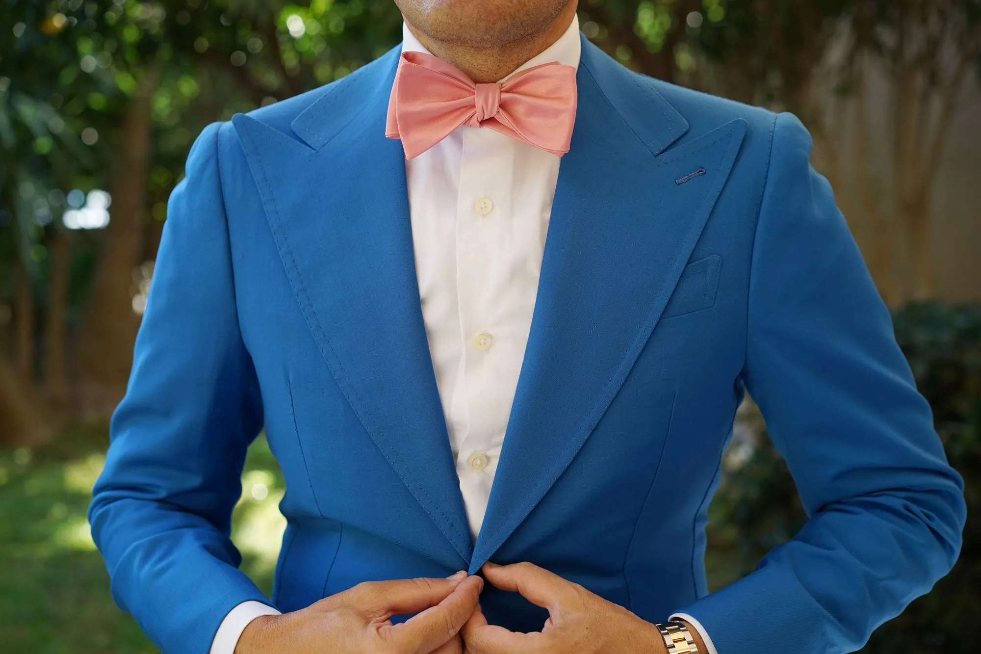 Parfait Coral Satin Self Bow Tie sold by OTAA product image thumbnail 4