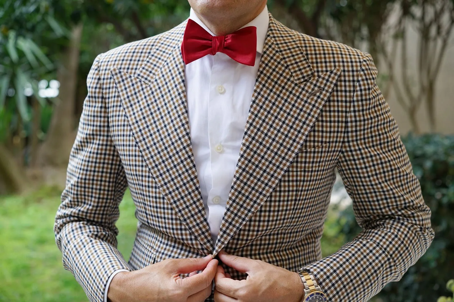 Carmine Red Satin Self Bow Tie sold by OTAA product image thumbnail 4