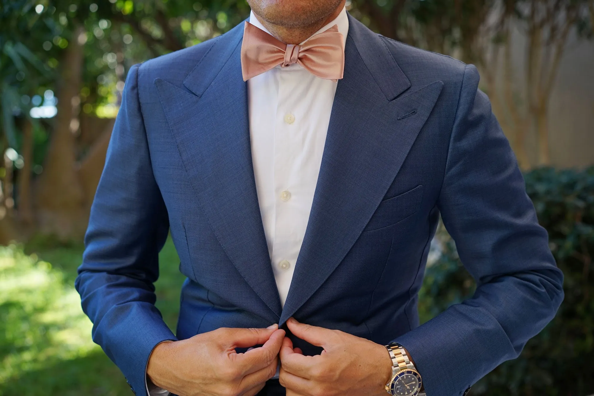 Dusty Blush Crisp Satin Self Bow Tie sold by OTAA product image thumbnail 4