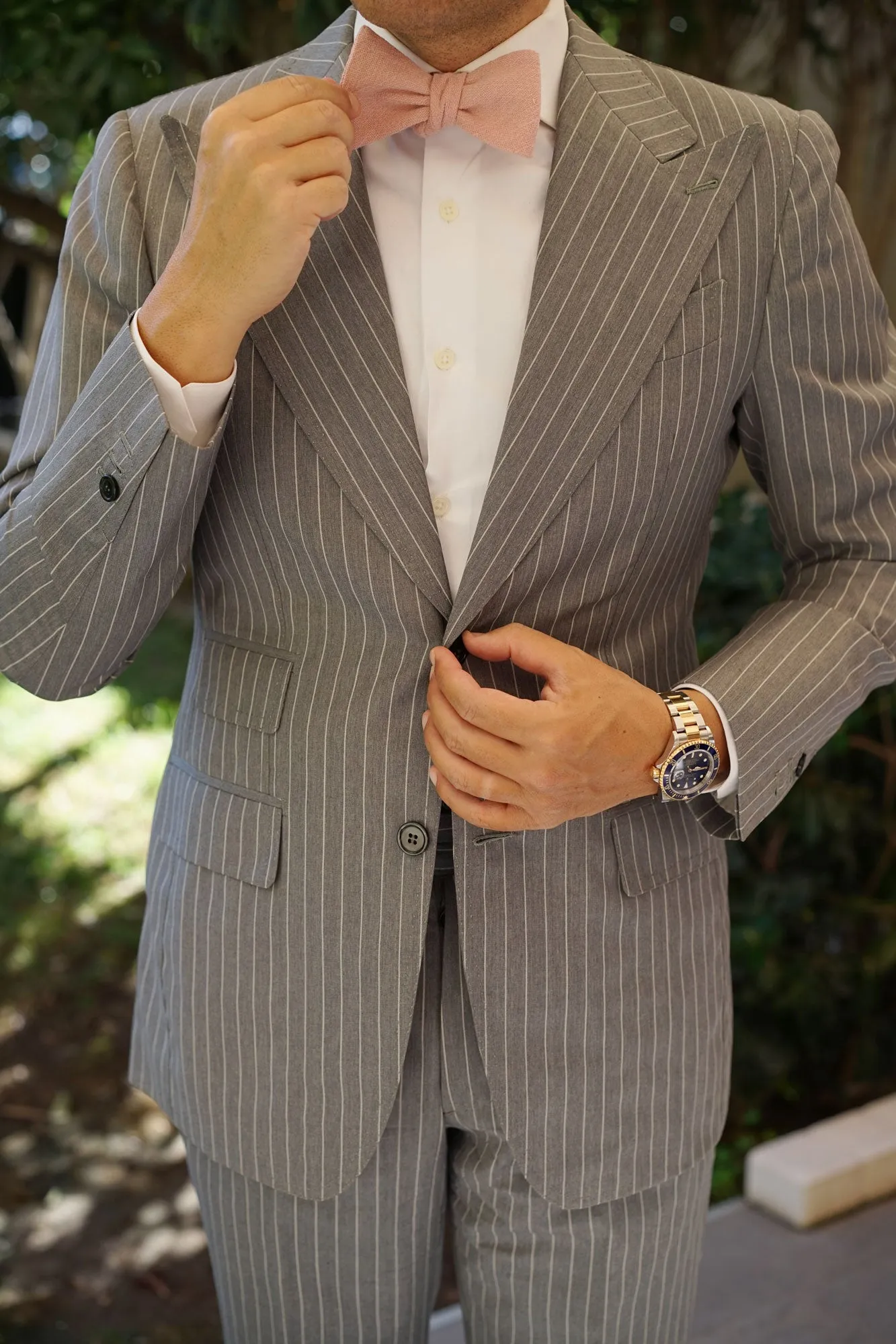New York Dusty Nude Pink Linen Self Bow Tie sold by OTAA product image thumbnail 5