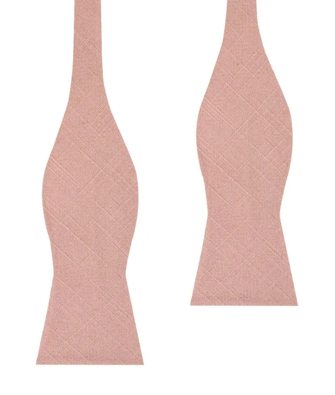 Paris Blush Pink Textured Vintage Linen Self Bow Tie made by OTAA