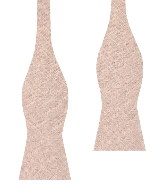 Cameo Beige Pink Chenille Linen Self Bow Tie made by OTAA