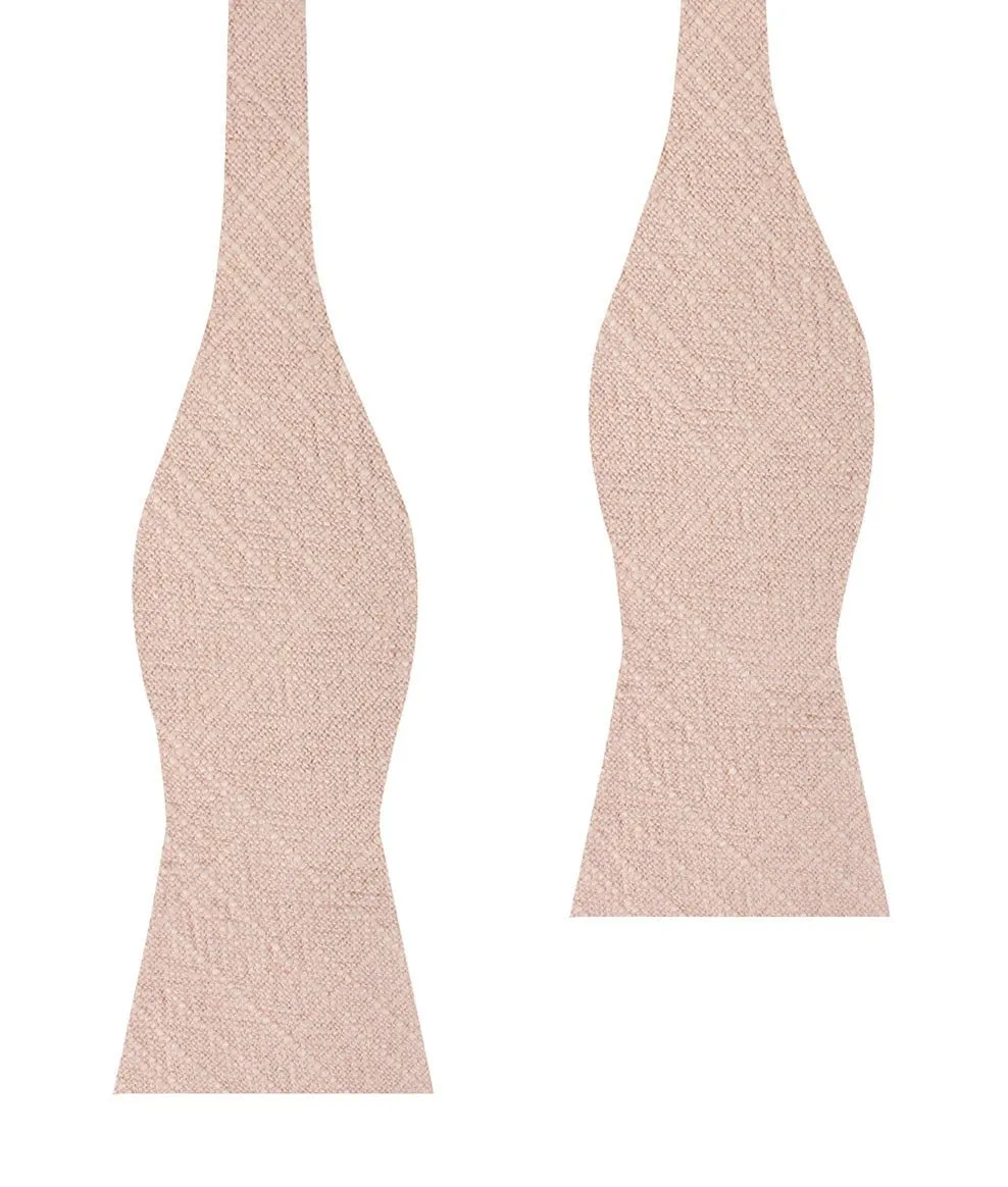 Cameo Beige Pink Chenille Linen Self Bow Tie sold by OTAA