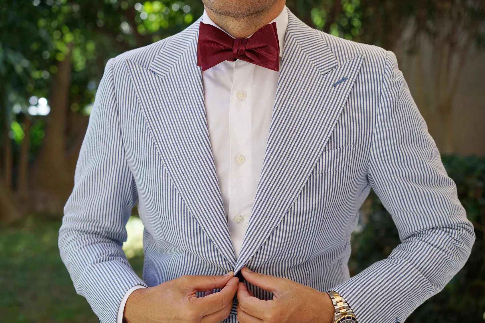 Burgundy Basket Weave Self Bow Tie sold by OTAA product image thumbnail 4
