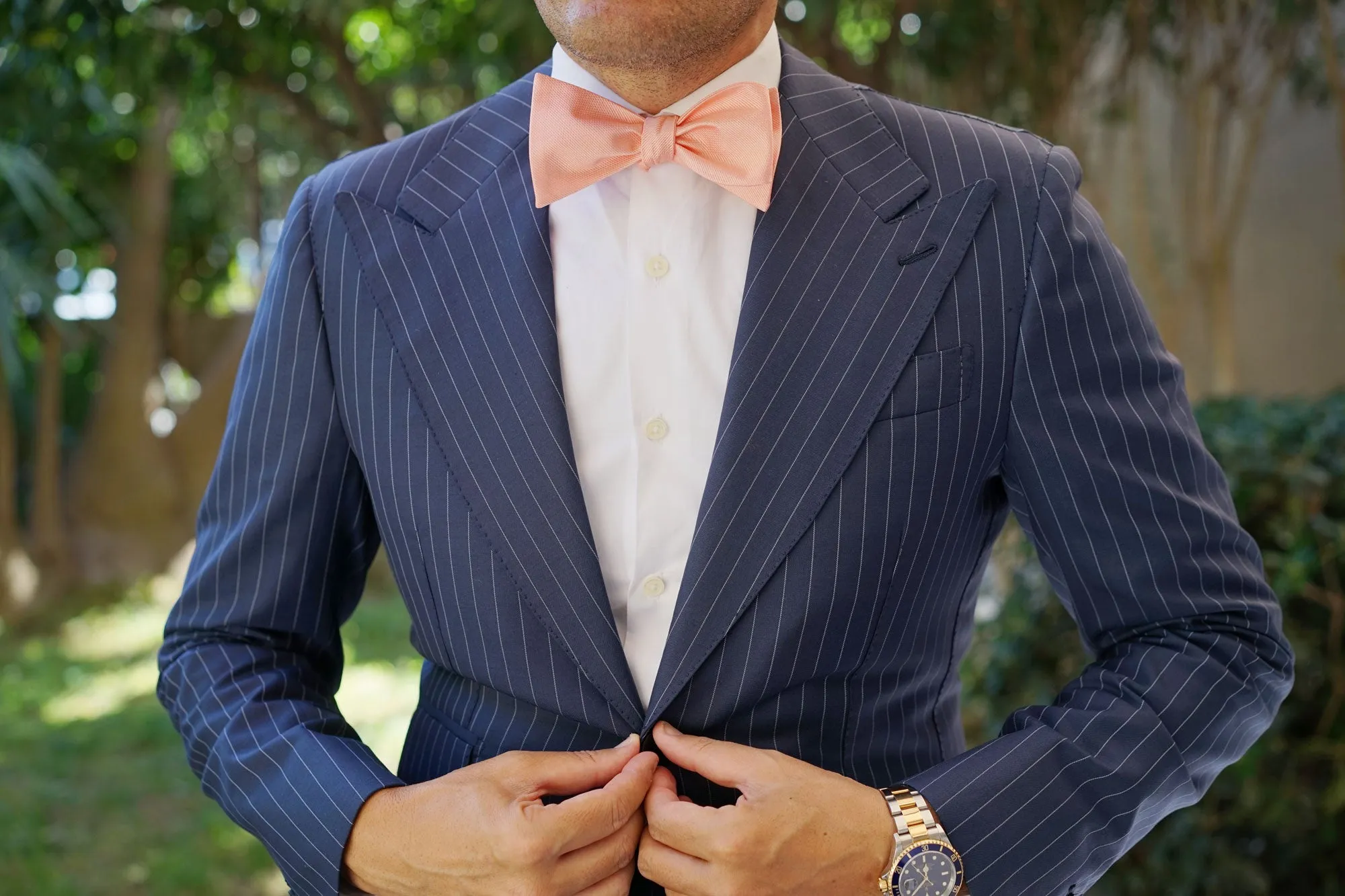 Bellini Peach Weave Self Bow Tie sold by OTAA product image thumbnail 4