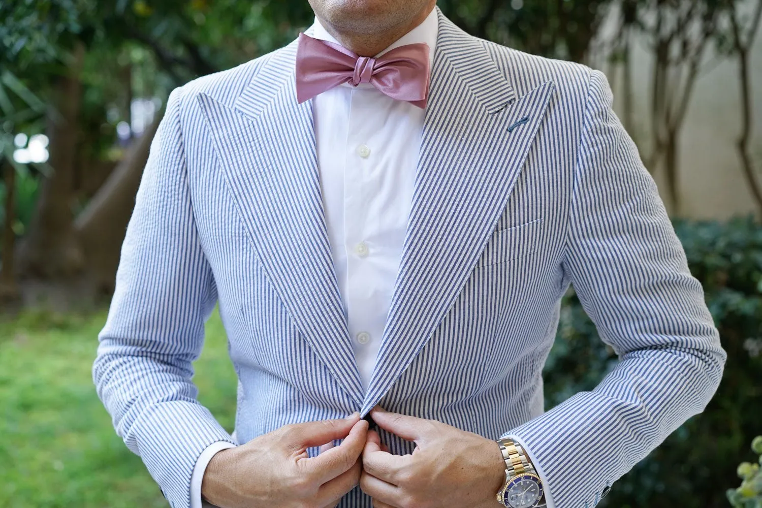 Dusty Rose Pink Satin Self Bow Tie sold by OTAA product image thumbnail 4