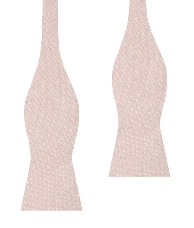 Blush Petal Pink Linen Self Bow Tie made by OTAA