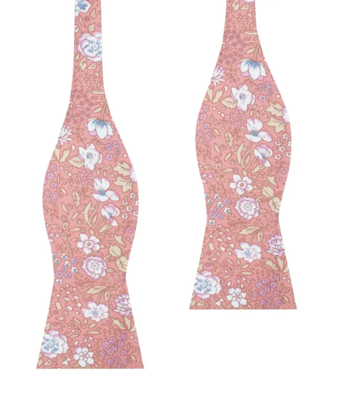 Sunset Pink Floral Self Bow Tie made by OTAA