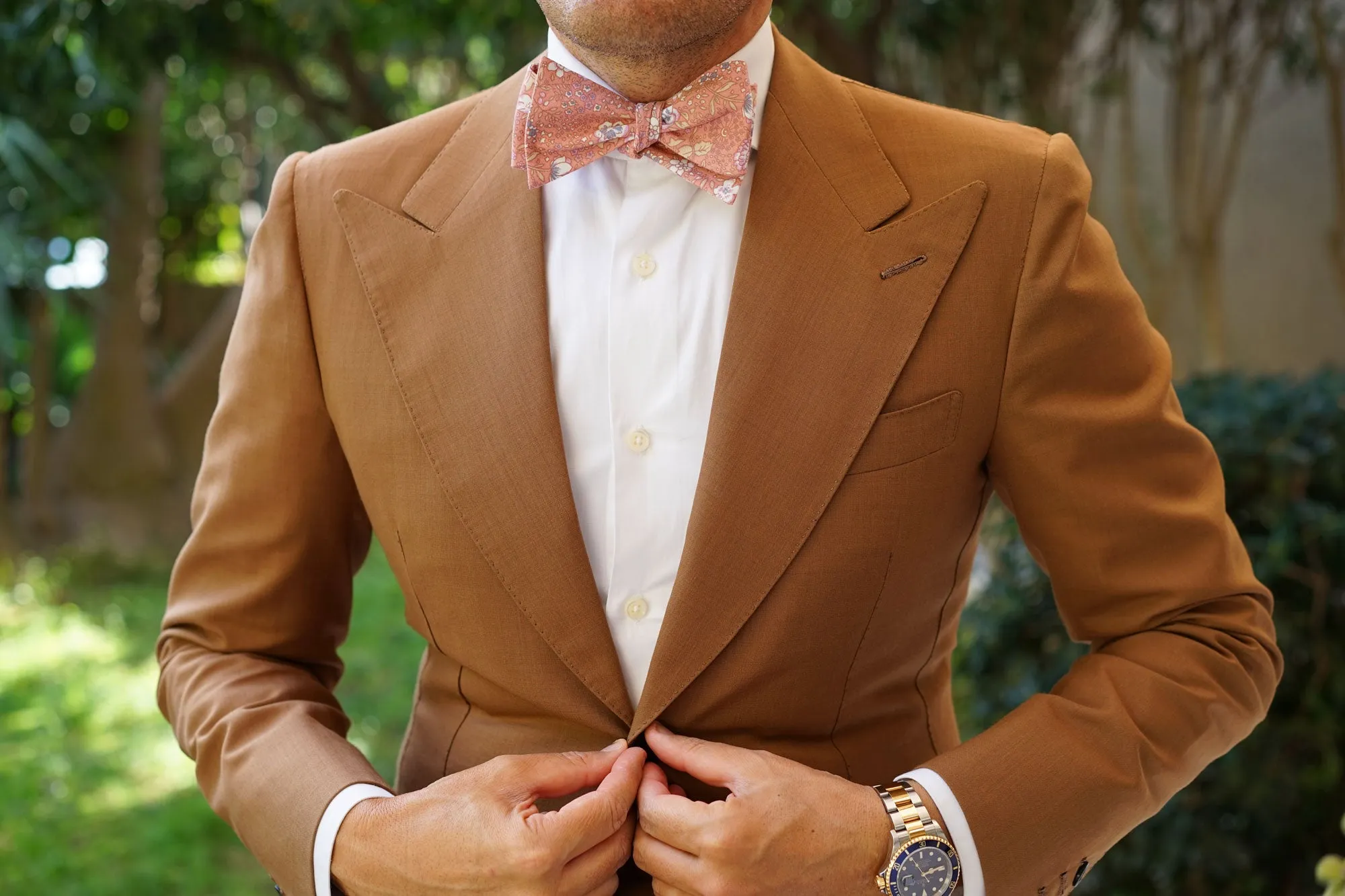 Sunset Pink Floral Self Bow Tie sold by OTAA product image thumbnail 4