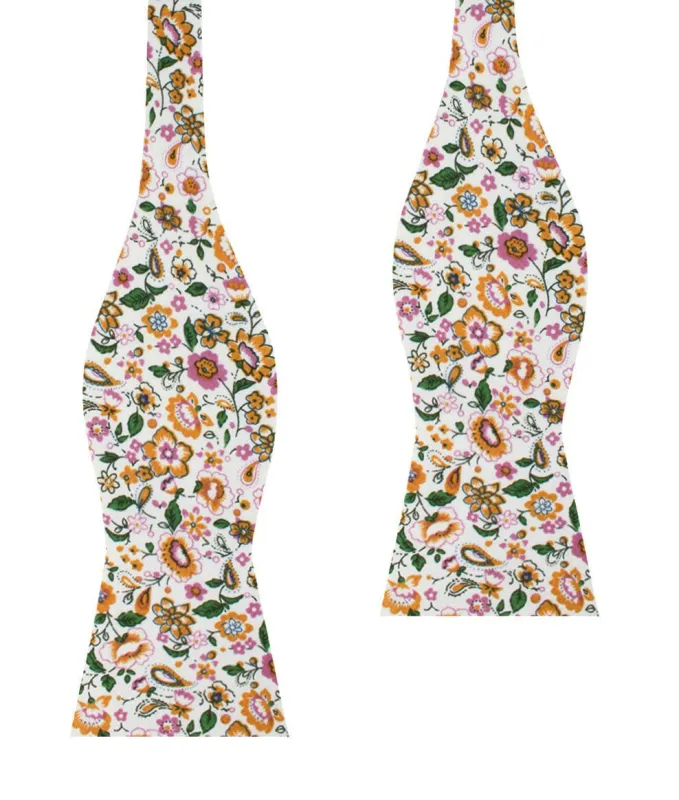 Diamond White Liberty Floral Self Bow Tie made by OTAA