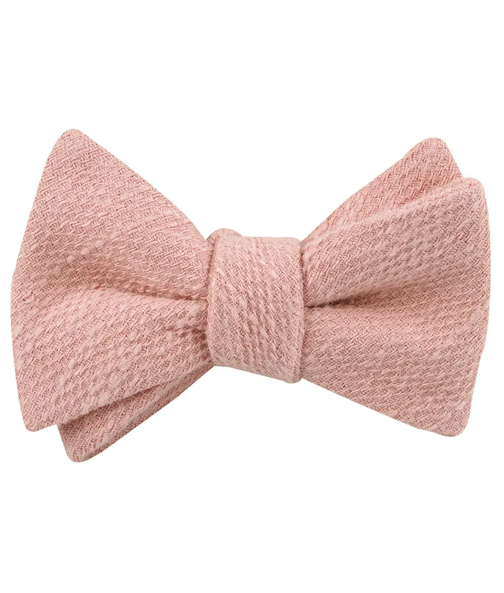 Blush Flamingo Pink Linen Self Bow Tie sold by OTAA product image thumbnail 2