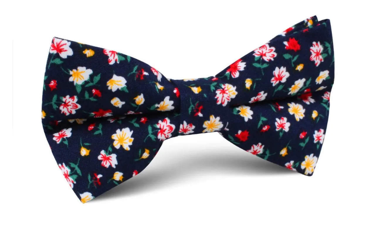 Navy Blue Liberty Floral Flower Bow Tie made by OTAA