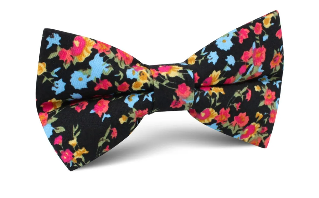 Amaryllis Black Liberty Floral Bow Tie made by OTAA