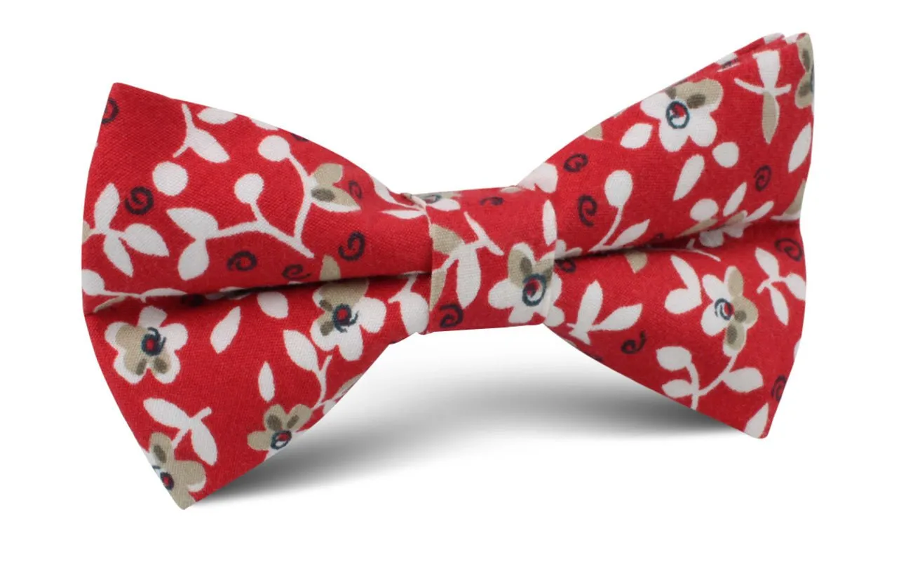 Yukata Red Floral Bow Tie sold by OTAA