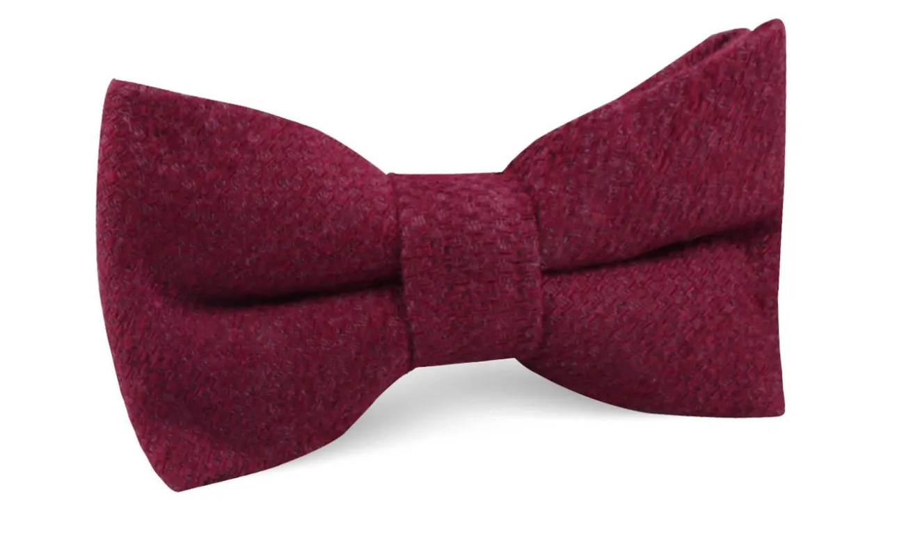 Mahogany Wine Linen Twill Bow Tie made by OTAA