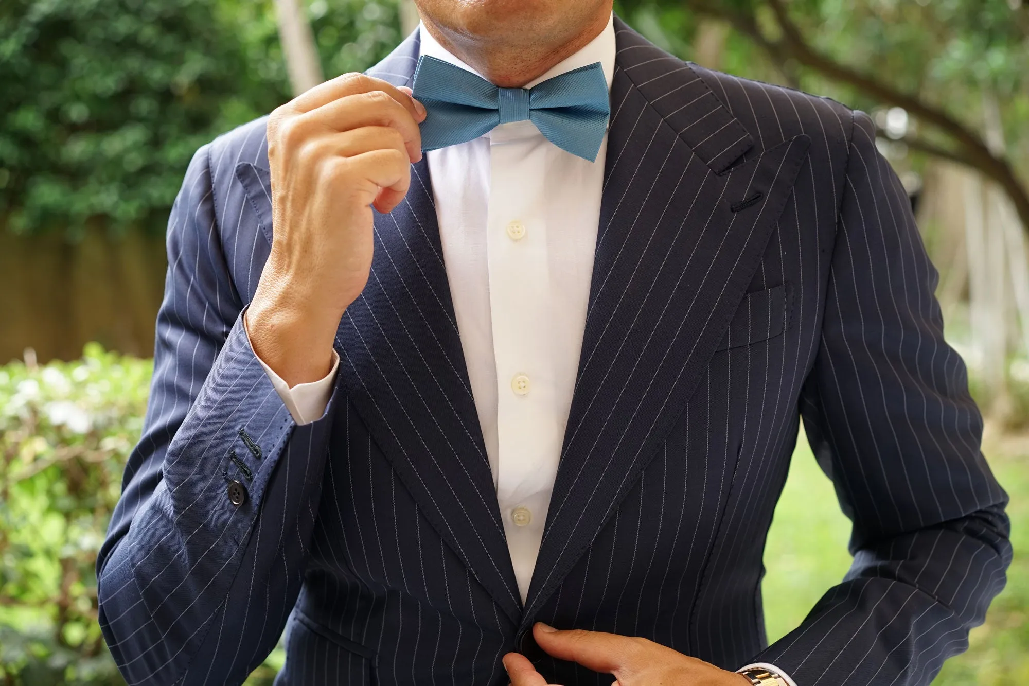 Coastal Blue Twill Bow Tie sold by OTAA product image thumbnail 5