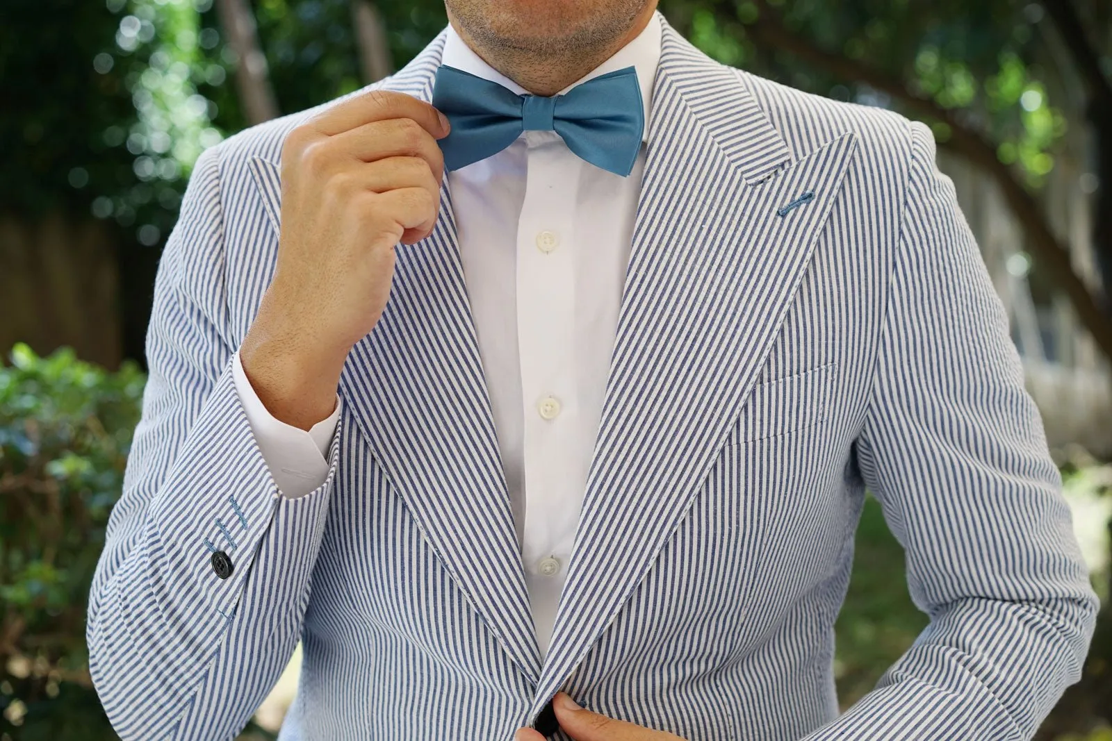 Coastal Blue Satin Bow Tie sold by OTAA product image thumbnail 5
