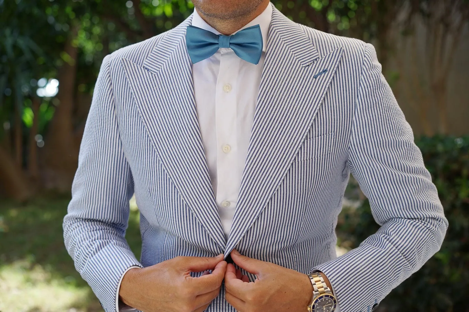 Coastal Blue Satin Bow Tie sold by OTAA product image thumbnail 3
