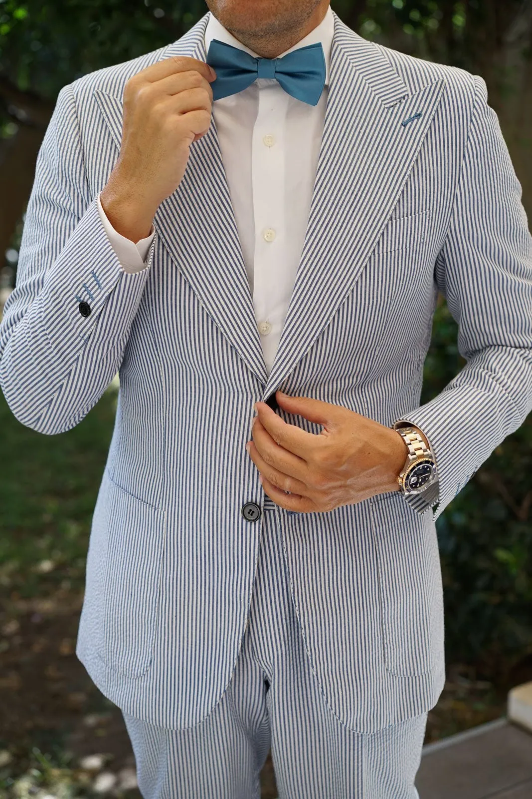 Coastal Blue Satin Bow Tie sold by OTAA product image thumbnail 4
