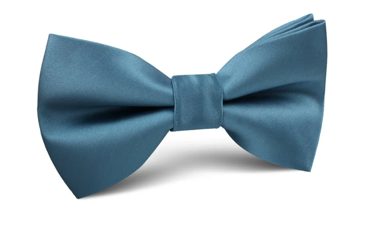 Coastal Blue Satin Bow Tie made by OTAA