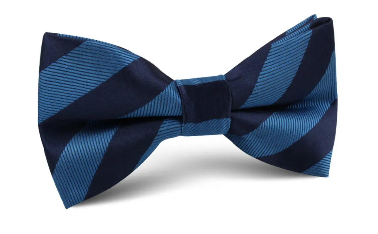 Oxford & Steel Blue Striped Bow Tie made by OTAA