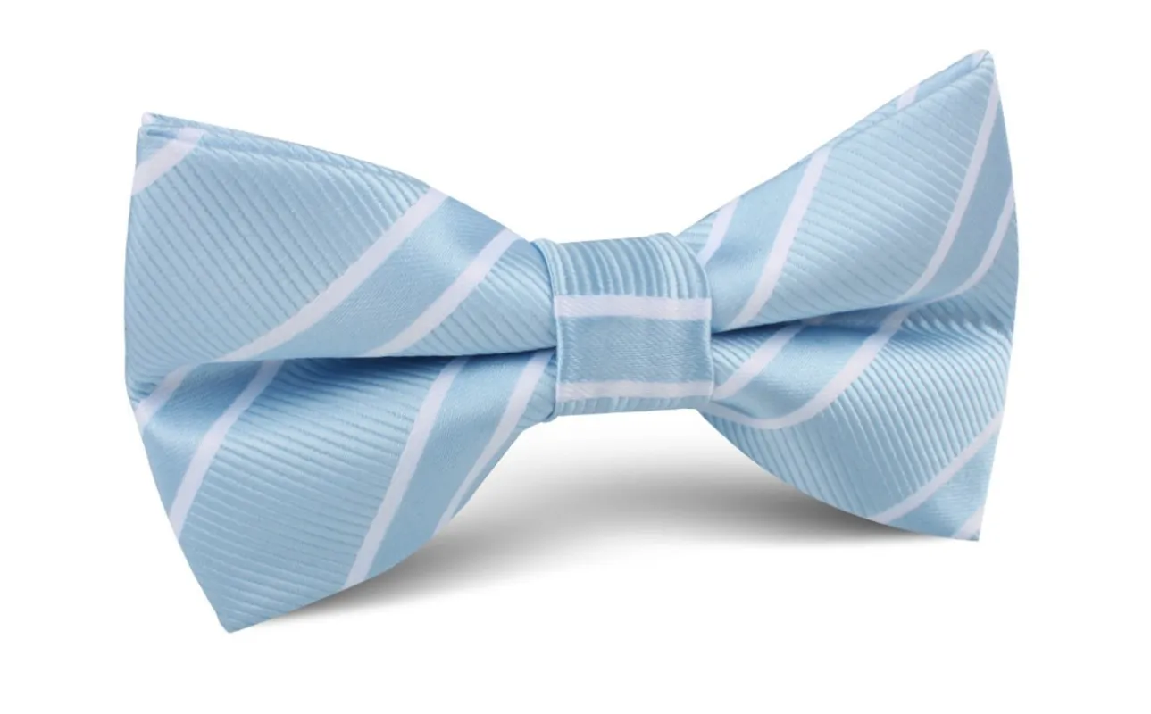 Sky Light Blue Double Stripe Bow Tie made by OTAA