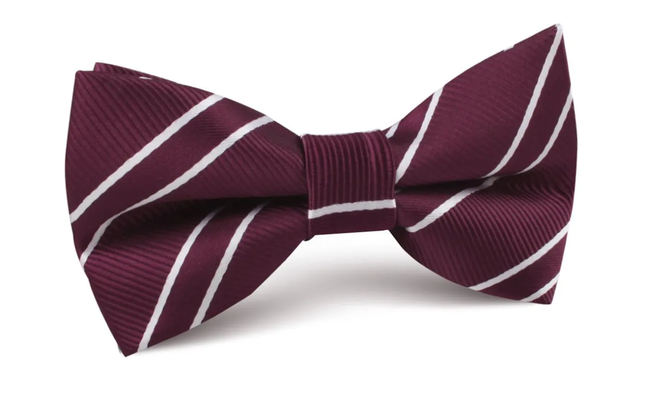 Wine Burgundy Double Stripe Bow Tie made by OTAA