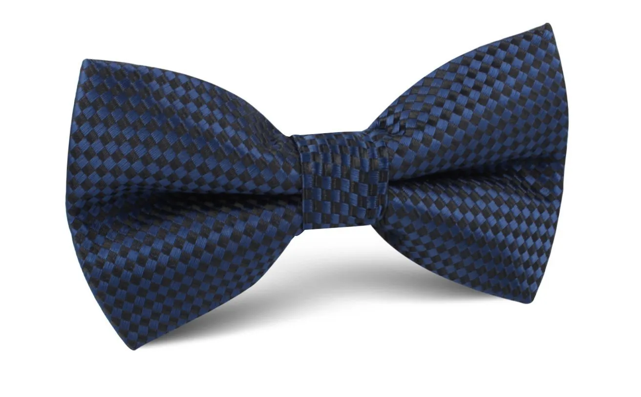 Navy Blue Basket Weave Checkered Bow Tie sold by OTAA