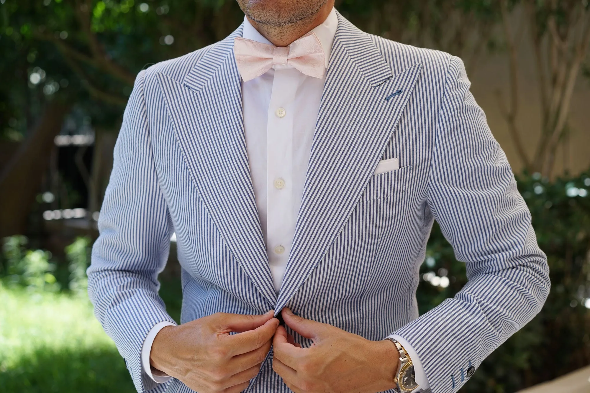 Blush Pink Rose Floral Bow Tie sold by OTAA product image thumbnail 3